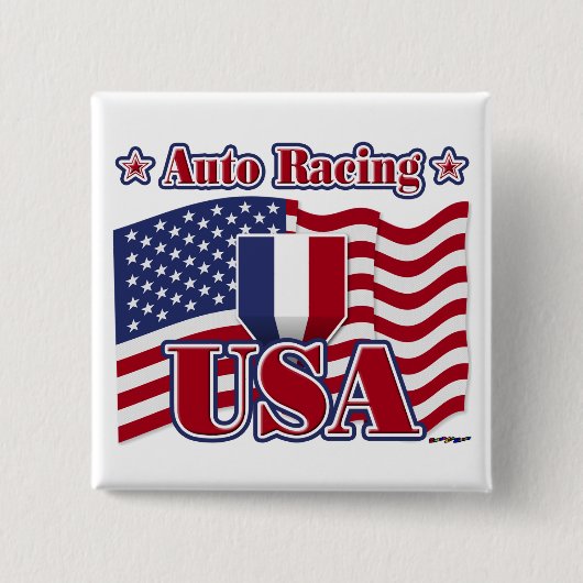Auto Racing USA Vierkante Button 5,1 Cm (Voorkant)