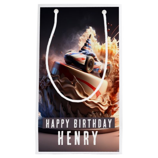 Auto Racing Verjaardagstaart - Klein Cadeauzakje (Voorkant)
