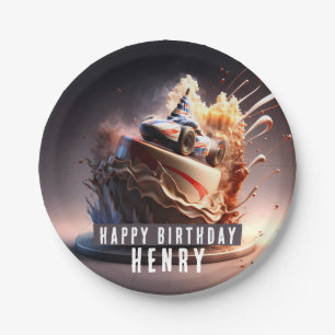 Auto Racing Verjaardagstaart - Papieren Bordje
