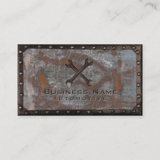 Auto Repair Grunge Rusty Metal Handyman Visitekaartje (Voorkant)