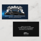 Auto Repair Pistons Gear Logo | technicus Visitekaartje (Voorkant / Achterkant)