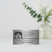 Auto repair professional mechanic silver metal visitekaartje (Staand voorkant)