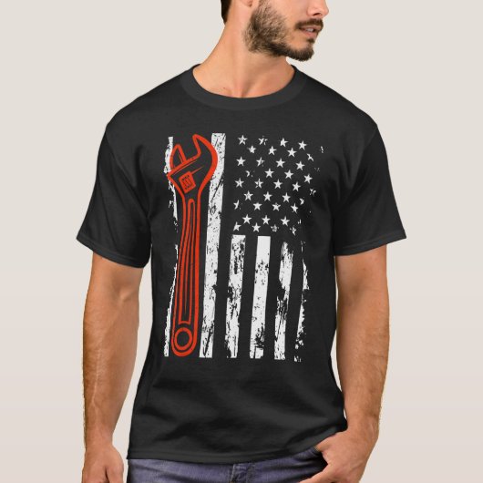 Auto reparateur auto monteur Amerikaanse VS vlag T-shirt (Voorkant)