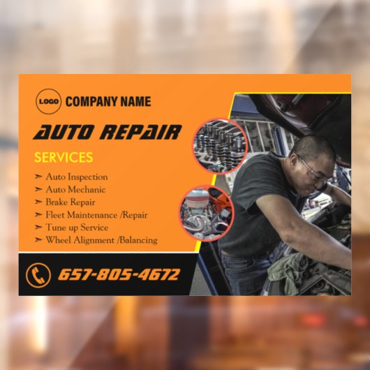 Auto Reparatie Aangepaste Venster Cling Raamsticker (Vel 2)