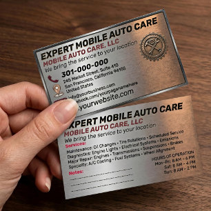 Auto Reparatie & Auto Airco metaal aluminium Aange Visitekaartje