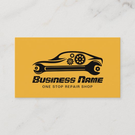 Auto Reparatie Auto & Moersleutel Automotive Mecha Visitekaartje (Voorkant)