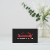 Auto Reparatie Automobiel Zwart & Rood Auto Mechan Visitekaartje (Staand voorkant)
