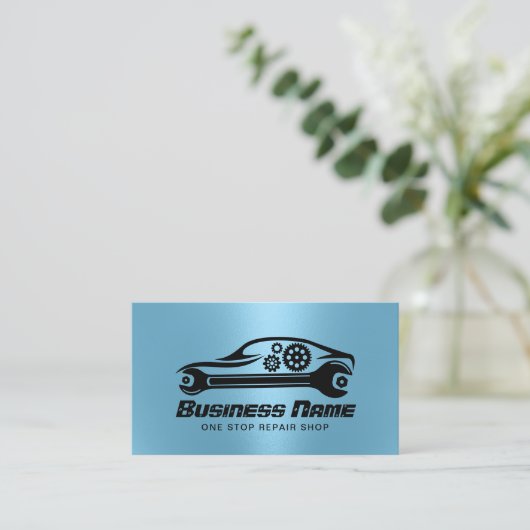 Auto-reparatie auto's en witte blauwe auto's visitekaartje (Staand voorkant)