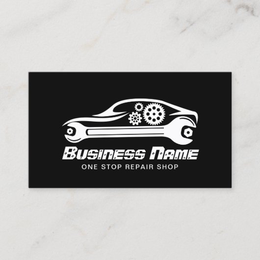 Auto-reparatie auto's en zwarte modeauto's visitekaartje (Voorkant)
