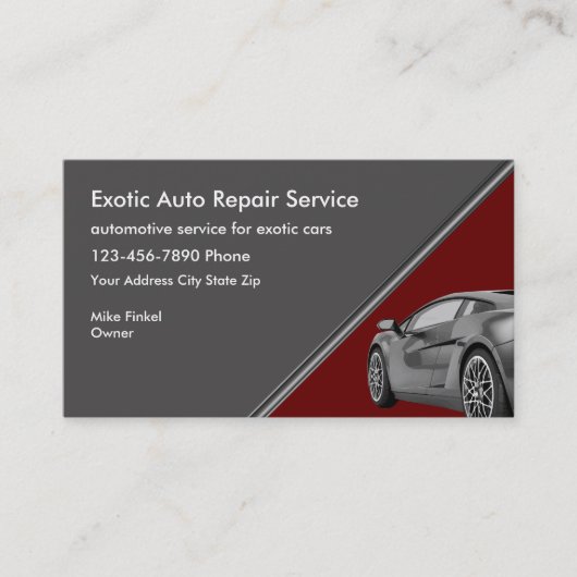 Auto reparatie exotische auto visitekaartje (Voorkant)