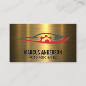 Auto Reparatie Logo | Goud Metalen Geborsteld Visitekaartje (Voorkant)