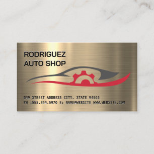 Auto Reparatie Logo Metalen achtergrond Visitekaartje