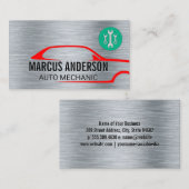 Auto Reparatie Logo | Metallic Staal Achtergrond Visitekaartje (Voorkant / Achterkant)