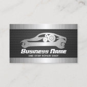 Auto reparatie metalen auto moersleutel profession visitekaartje (Voorkant)