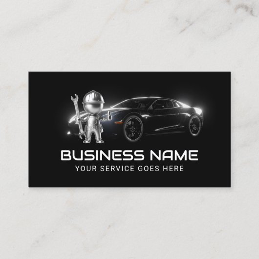 Auto Reparatie Service Moderne Metalen Mechanic Visitekaartje (Voorkant)