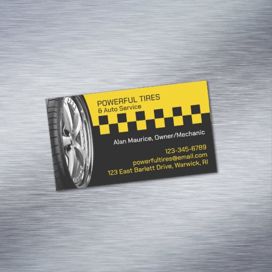 Auto reparatie van banden magnetisch visitekaartje (Voorbeeld)