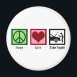 Auto reparatie Winkelwagen Magneet<br><div class="desc">Peace Love Auto Repair. Een gave voor een coole autoreparateur voor een automonteur in een automobielwerkplaats,  voertuigtechnicus of serviceafdeling die auto's vastlegt.</div>