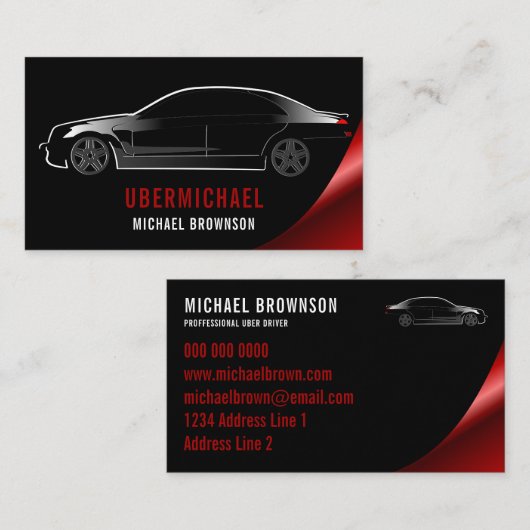 Auto-reparatiehuren voor auto-driver, zwarte burgu visitekaartje (Voorkant / Achterkant)