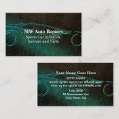 Auto reparaties, blauwgroen ledereffect, logo voor visitekaartje (Voorkant / Achterkant)