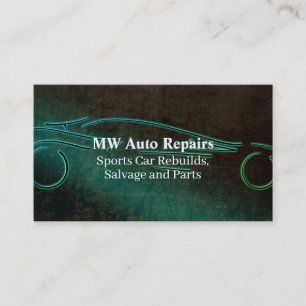 Auto reparaties, blauwgroen ledereffect, logo voor visitekaartje