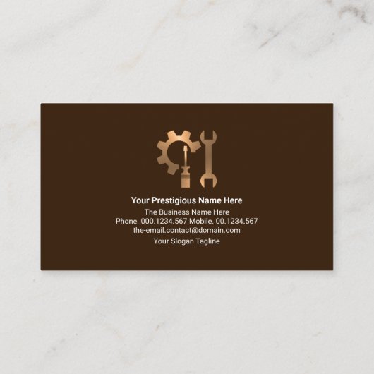 Auto-reparaties met een brons kettingwiel-rotaties visitekaartje (Achterkant)
