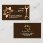 Auto-reparaties met een brons kettingwiel-rotaties visitekaartje (Voorkant / Achterkant)