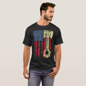Auto Reparman Auto Mechanic Tools Piston USA Vlag T-shirt (Voorkant volledig)