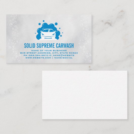 Auto rijden door Wash | Zeepbellen Visitekaartje (Voorkant / Achterkant)