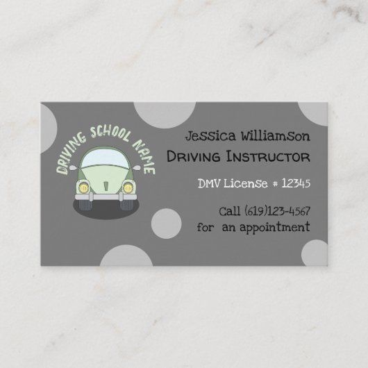 Auto Rijden Instructeur Grijs Afspraakkaart Contactkaartje (Voorkant)