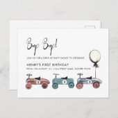 Auto rijdt langs quarantaine 1e verjaardagsparadef briefkaart (Voorkant / Achterkant)