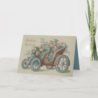Auto Rose Vergeet-mij-nietje Bloemen Kaart