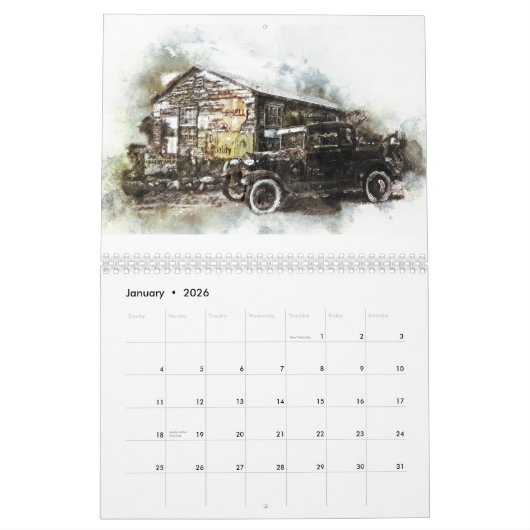 Auto Rusty Old Cars Agenda Kalender (Jan 2026)