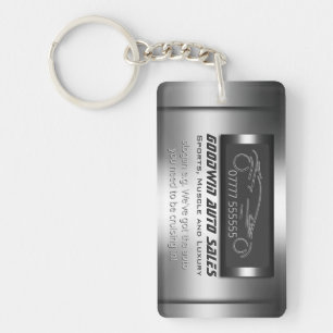 Auto Sales Giveaway - faux metal, zilveren auto Sleutelhanger