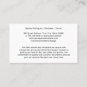 Auto Service Badge | Gouden metallic stijl Visitekaartje (Achterkant)