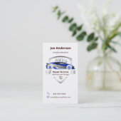 Auto Service Blue en Silver Car Logo Visitekaartje (Staand voorkant)