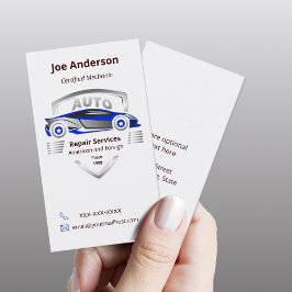 Auto Service Blue en Silver Car Logo Visitekaartje