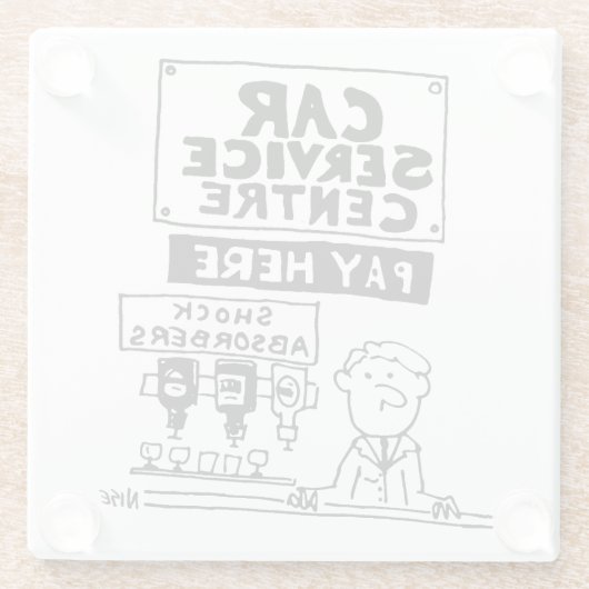 Auto Service Center Mechanics and Shock Absorbers Glazen Onderzetter (Achterkant)