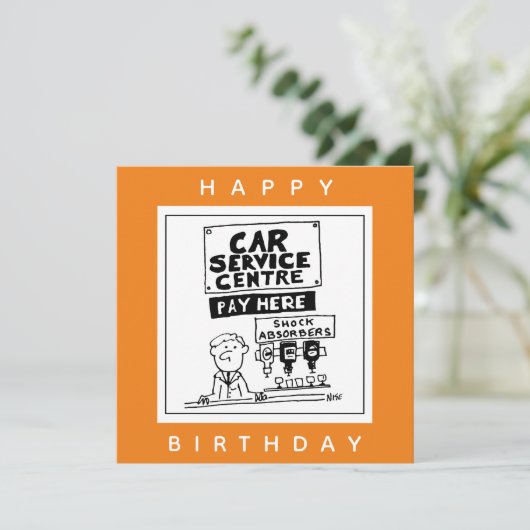 Auto Service Center Mechanics and Shock Absorbers. Kaart (Staand voorkant)