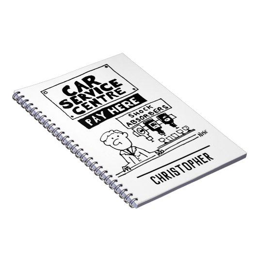 Auto Service Center Mechanics and Shock Absorbers Notitieboek (Rechterzijde)