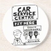 Auto Service Center Mechanics and Shock Absorbers Zandsteen Onderzetter (Voorkant)