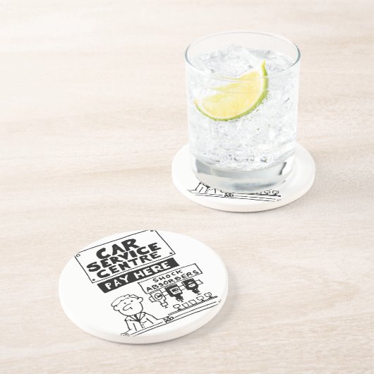 Auto Service Center Mechanics and Shock Absorbers Zandsteen Onderzetter (Zijkant)