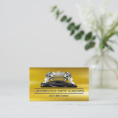 Auto Service Graphics | Goud Metaal Industrieel Visitekaartje (Staand voorkant)