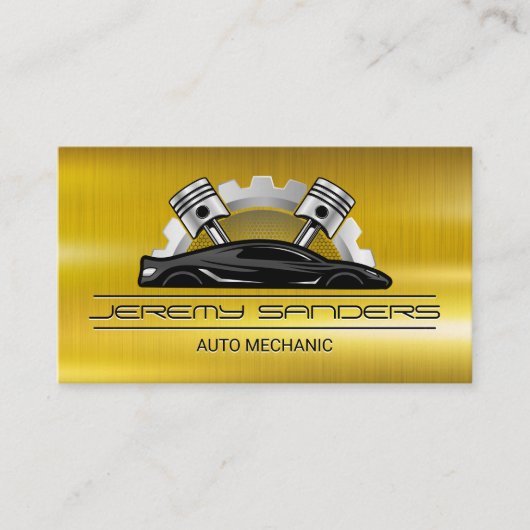 Auto Service Graphics | Goud Metaal Industrieel Visitekaartje (Voorkant)