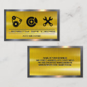 Auto-service pictogrammen | Metallic Industrial Visitekaartje (Voorkant / Achterkant)