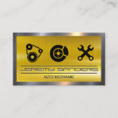 Auto-service pictogrammen | Metallic Industrial Visitekaartje (Voorkant)