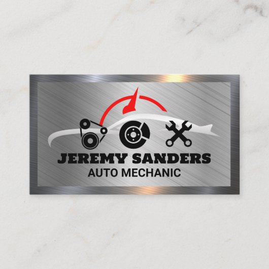 Auto Service Reparaties | Metalen Achtergrond Visitekaartje (Voorkant)