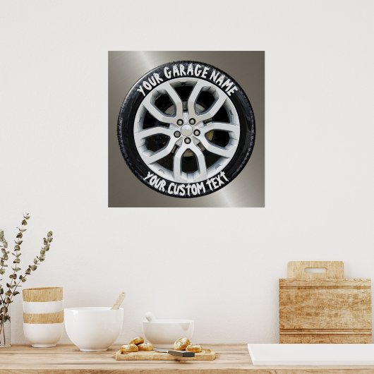 Auto Service Reparation Garage Owner Tire Wiel Cus Poster (Keuken)