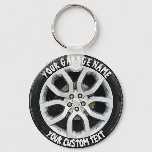 Auto Service Reparation Garage Owner Tire Wiel Cus Sleutelhanger (Voorkant)