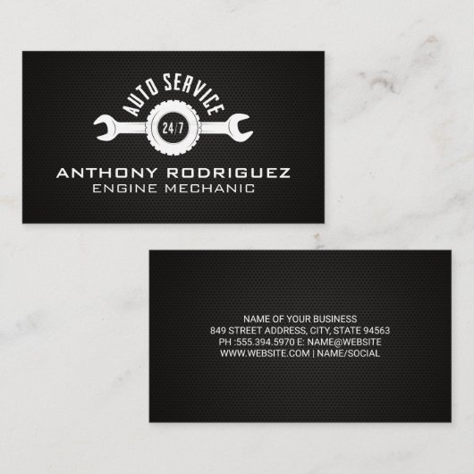 Auto Service Sleutels Logo | Koolstofvezel Visitekaartje (Voorkant / Achterkant)