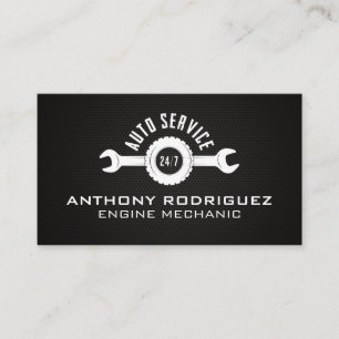 Auto Service Sleutels Logo   Koolstofvezel Visitekaartje